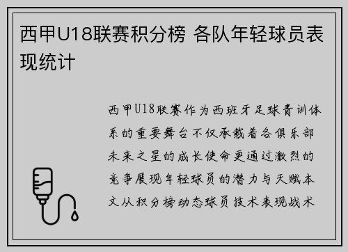 西甲U18联赛积分榜 各队年轻球员表现统计